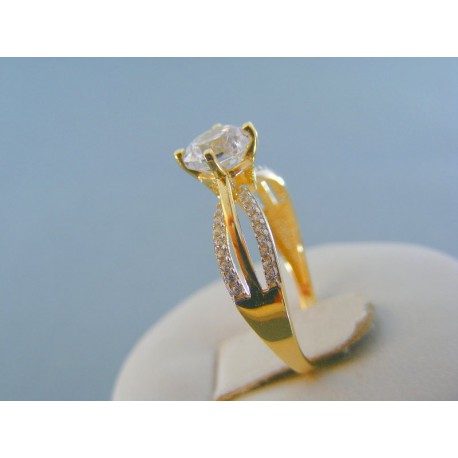 Zlatý dámsky prsteň žlté zlato číre zirkóny DP54224Z 14 karátov 585/1000 2.24g