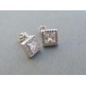 Strieborné dámske náušnice napichovačky kamienky šrubovačky DAS223 925/1000 2.23g