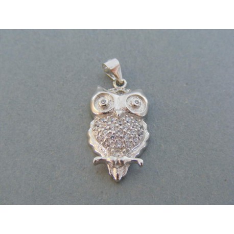 Strieborný prívesok sova kamienky  DIS348 925/1000 3.48g