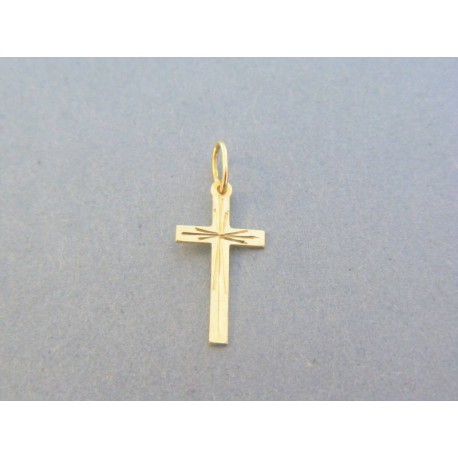 Zlatý prívesok krížik žlté zlato jemný vzor VIK046Z 14 karátov 585/1000 0.46g