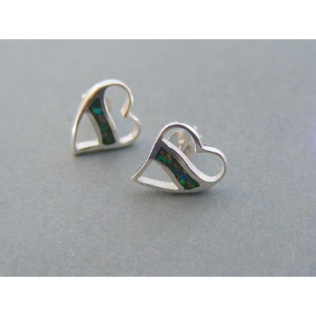 Strieborné dámske náušnice srdiečka napichovačky kamienky VAS209 925/1000 2.09g