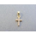 Zlatý prívesok krížik žlté zlato číre zirkóny VIK037Z 14 karátov 585/1000 0.37g