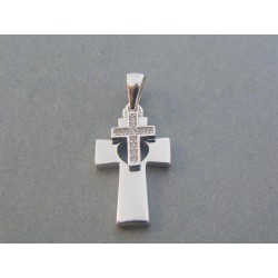 Strieborný prívesok dvojkrížik kamienky VDIKS218 925/1000 2.18g