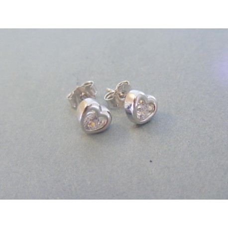 Strieborné dámske náušnice srdiečka napichovačky kamienok VAS173 925/1000 1.73g