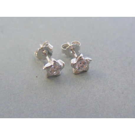 Strieborné dámske náušnice kvet napichovačky zirkón VAS151 925/1000 1.51g