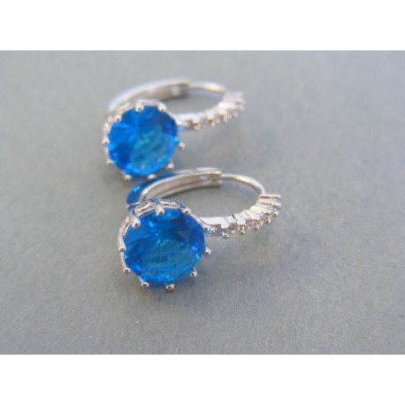 Strieborné dámske náušnice modrý kameň VAS478 925/1000 4.78g