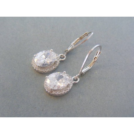 Strieborné dámske náušnice visiace priehľadný zirkón VAS394 925/1000 3.94g