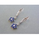 Strieborné dámske visiace náušnice kvet modré kamienky VAS188 925/1000 1.88g