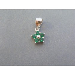 Strieborný dámsky prívesok kvet zelené kamienky VIS081 925/1000 0.81g