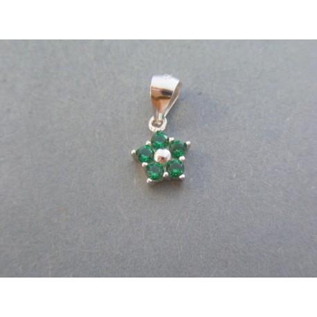 Strieborný dámsky prívesok kvet zelené kamienky VIS081 925/1000 0.81g