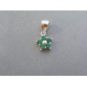 Strieborný dámsky prívesok kvet zelené kamienky VIS081 925/1000 0.81g