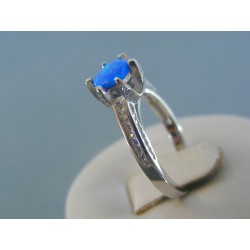 Strieborný dámsky prsteň kameň modrý opál DPS52317 925/1000 3.17g