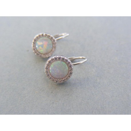 Strieborné dámske náušnice kameň opál DAS181 925/1000 1.81g