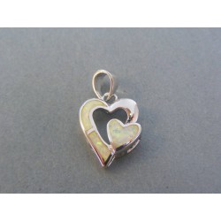 Strieborný prívesok srdiečko kameň opál DIS240 925/1000 2.40g