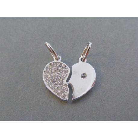 Strieborný prívesok srdiečko kamienky DIS194 925/1000 1.94g
