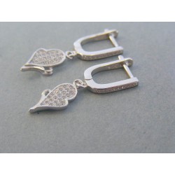 Strieborné visiace dámske náušnice srdiečka kamienky DAS366 925/1000 3.66g