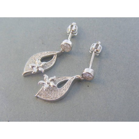 Strieborné visiace dámske náušnice šrubovačky kamienky DAS393 925/1000 3.93g