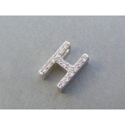 Strieborný prívesok písmeno H kamienky DIS196 925/1000 1.96g