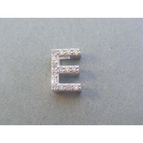 Strieborný prívesok písmeno E číre zirkóny DIS192 925/1000 1.92g