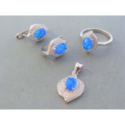 Strieborná dámska súprava náušnice prívesok prsteň kameň opál DSS51983 925/1000 9.83g