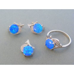 Strieborná dámska súprava náušnice prívesok prsteň kameň opál DSS60942 925/1000 9.42g
