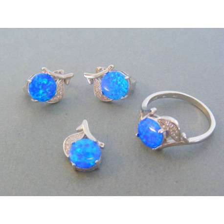 Strieborná dámska súprava náušnice prívesok prsteň kameň opál DSS60942 925/1000 9.42g