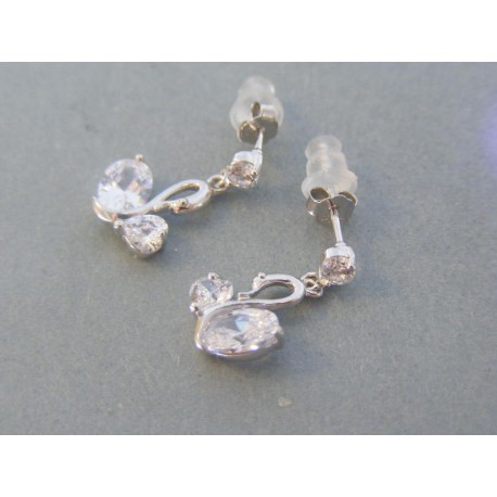 Strieborné dámske visiace náušnice napichovačky zirkóny DAS206 925/1000 2.06g