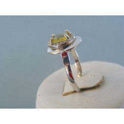 Zlatý dámsky prsteň biele zlato farebný kameň VP56287B 14 karátov 585/1000 2.87g
