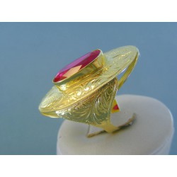 Zlatý dámsky prsteň veľký farebný kameň vzorovaný DP621083Z 14 karátov 585/1000 10.83g