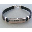 Strieborný náramok platnička koža kamienky VNS2151106 925/1000 11.06g