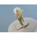 Zlatý dámsky prsteň žlté biele zlato perla DP56423V 14 karátov 585/1000 4.23g