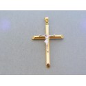 Zlatý prívesok krížik žlté biele zlato umučenie  VIK235V 14 karátov 585/1000 2.35g