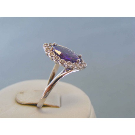 Zlatý dámsky prsteň biele zlato zirkóny DP62392B 585/1000 3.92g