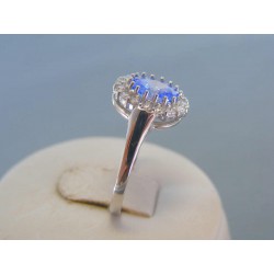 Zlatý dámsky prsteň biele zlato modrý zirkón DP59286B 14 karátov 585/1000 2.86g