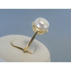 Zlatý dámsky prsteň perla zirkóny žlté zlato VP54336Z 14 karátov 585/1000 3.36g