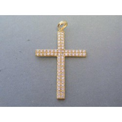 Zlatý dámsky prívesok krížik zirkóny žlté zlato DI237Z 14 karátov 585/1000 2,37g