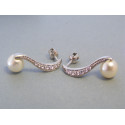 Strieborné dámske náušnice zirkóny perla VAS315 925/1000 3,15g