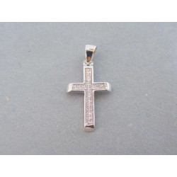 Strieborný prívesok krížik zirkóny VIS087 925/1000 0,87g