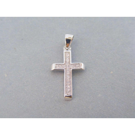 Strieborný prívesok krížik zirkóny VIS087 925/1000 0,87g
