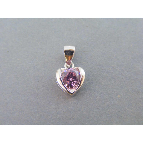 Strieborný prívesok srdiečko ružový kameň VIS107 925/1000 1,07g