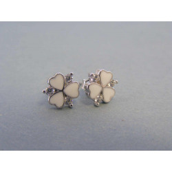 Strieborné dámske náušnice trojlístky zirkóny VAS158 925/1000 1,58g