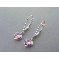 Strieborné dámske náušnice ružové srdiečka VAS199 925/1000 1,99g