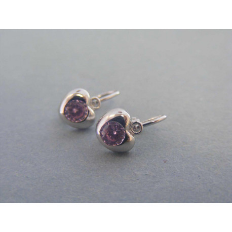 Strieborné detské náušnice srdiečka zirkón VAS148 925/1000 1,48g