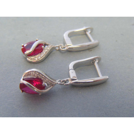 Strieborné dámske náušnice červený zirkón DAS426 925/1000 4,26g