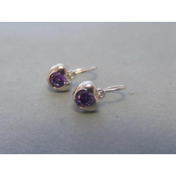 Strieborné detské náušnice srdiečka fialový zirkón DAS141 925/1000 1,41g