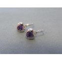 Strieborné detské náušnice srdiečka fialový zirkón DAS141 925/1000 1,41g