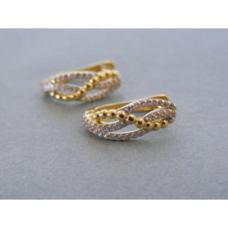 Dámske zlaté naušnice zirkóny VA208Z žlté zlato 14 karátov 585/1000 2,08 g