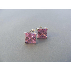 Strieborné naušnice napichovačky ružový zirkón DAS233 925/1000 2,33 g