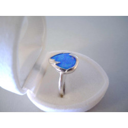 Dámsky strieborný prsteň tvar Kvapky modrý opál DPS60341 925/1000 3,41 g