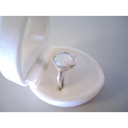 Strieborný dámsky prsteň biely Opál zirkóny DPS57227 925/1000 2,27 g